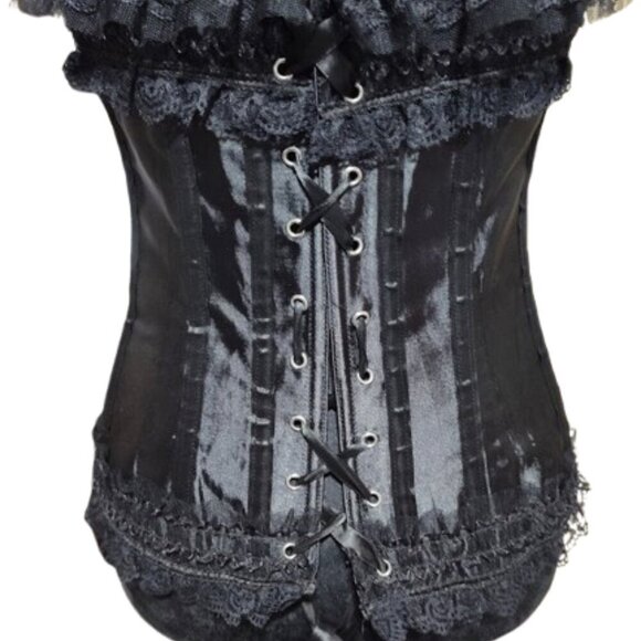 Velvet Kitten by Lingerie Diva Black Lace Back Side Snaps Corset Size Large - Picture 5 of 11